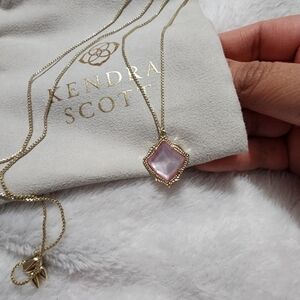 Kendra Scott Kacey Gold-Tone Long Pendant Necklace, Pink Stone
